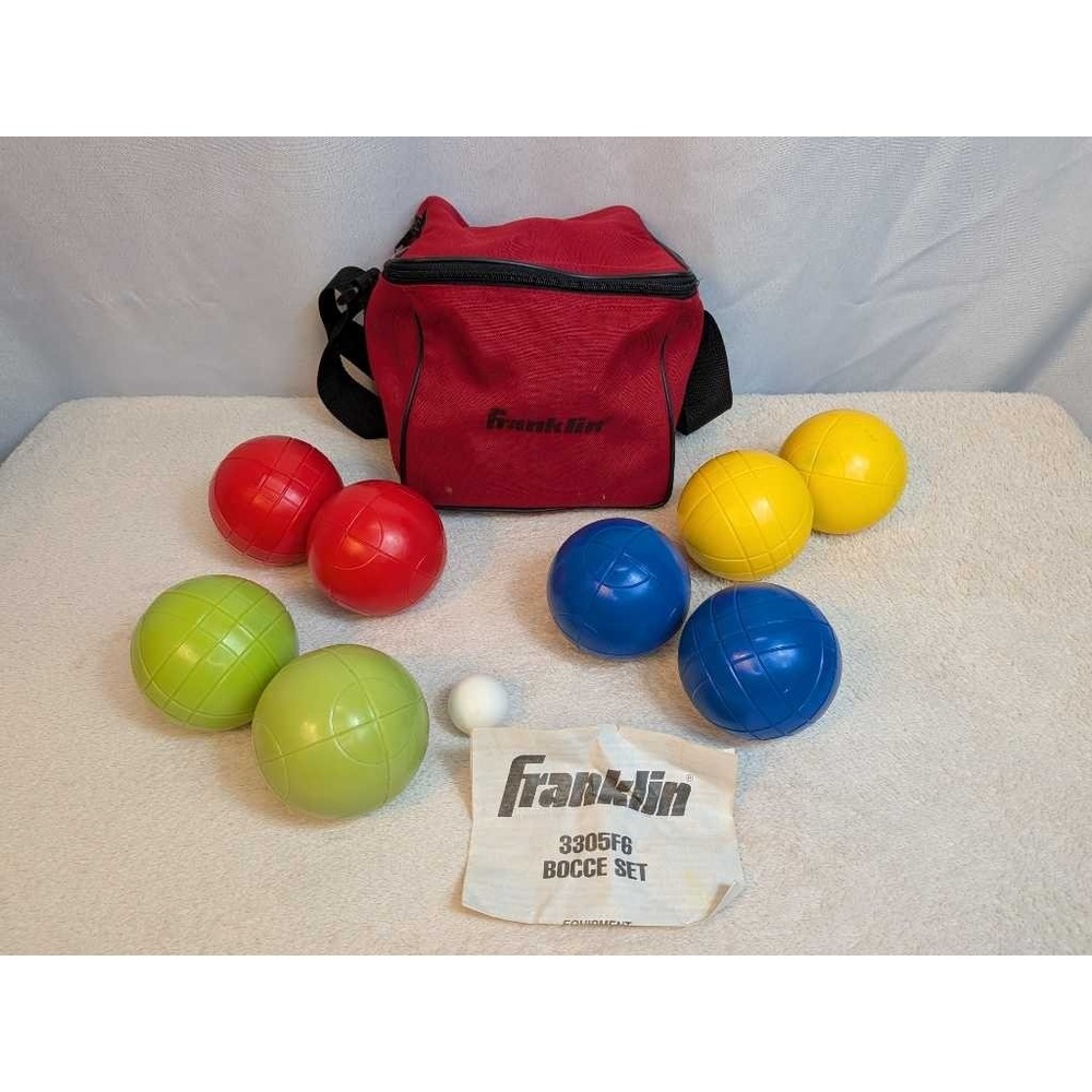 Franklin Bocce Ball Set Red Carry Bag 8 Balls + Pallino Included